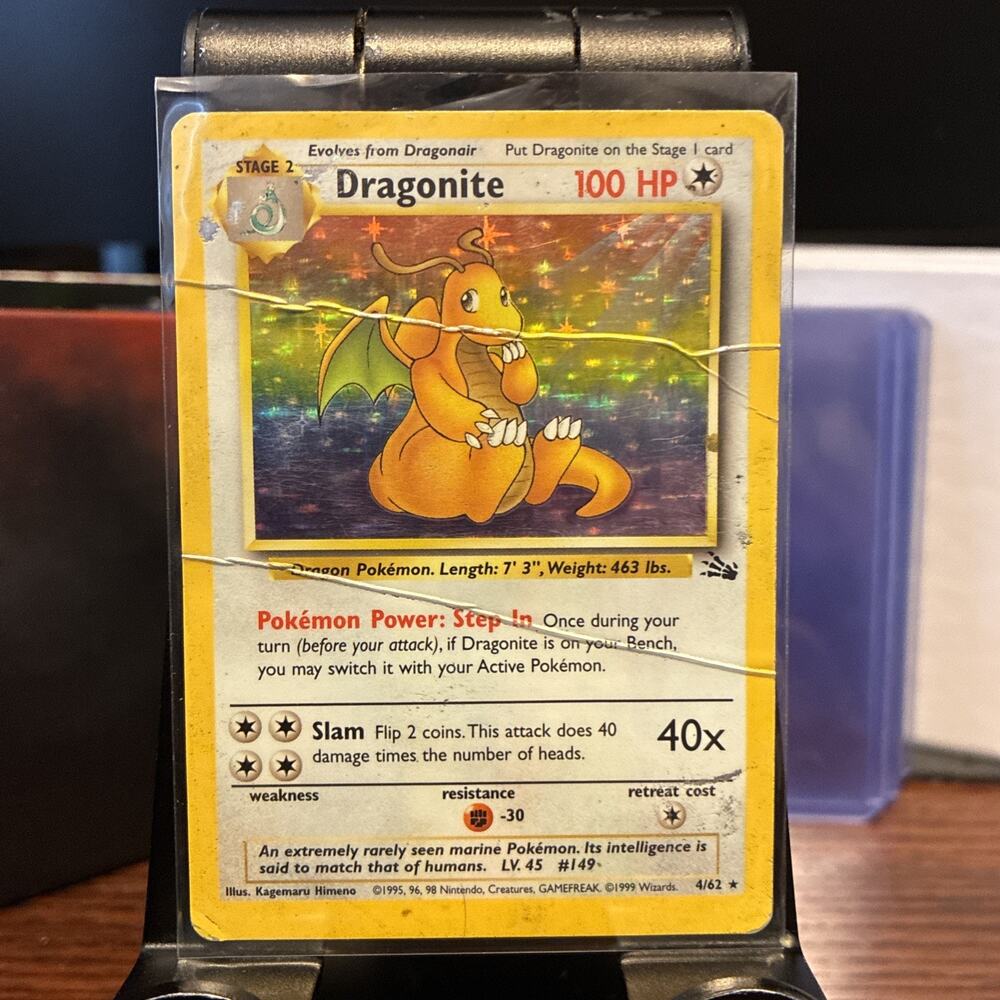 Dragonite - 4/62 Fossil Unlimited Holo Rare 1999 Vintage Nintendo Wizards PK0062